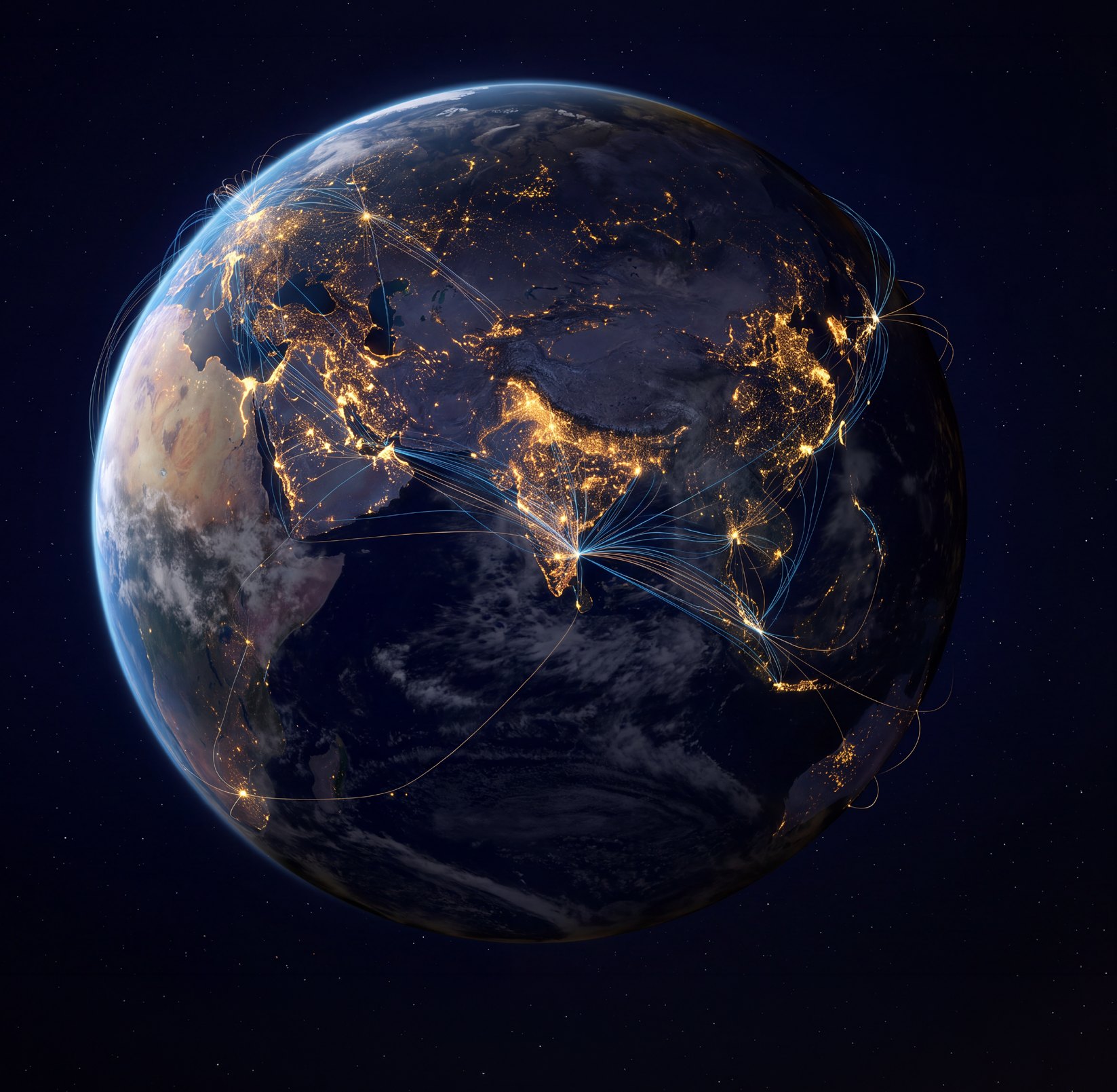 Connected global logistics network visual